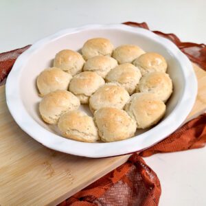 Gluten Free Dinner Rolls in round dish