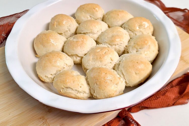 Gluten Free Dinner Rolls in round dish