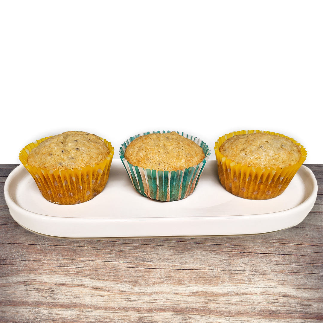 Three gluten free banana bread muffins