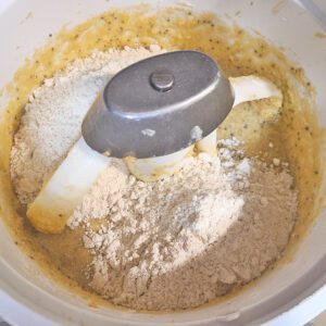Dry ingredients added to batter