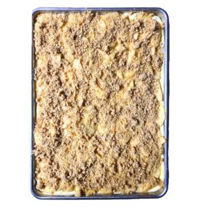 Streusel layer on top of apples