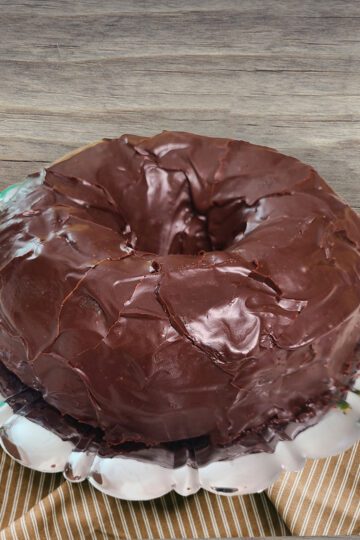 Chocolate Cake on silver flower platter