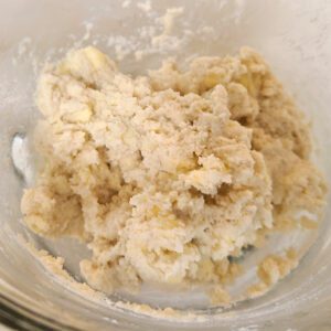 Biscuit dough in glass bowl