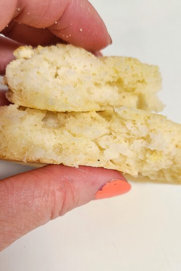 Biscuit in half to show texture