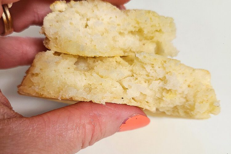 Biscuit in half to show texture