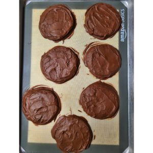 Cookies with coating set after being in the freezer