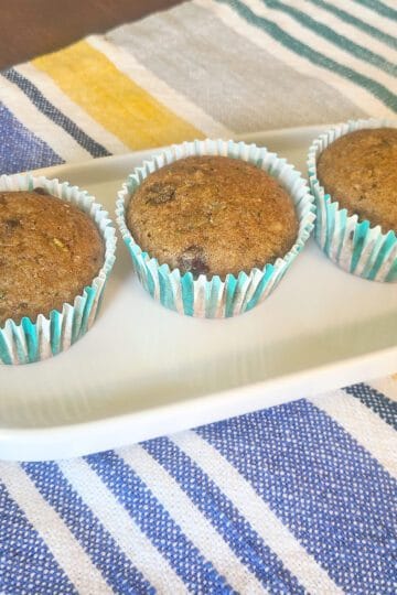 Gluten and dairy free zucchini chocolate chip muffins