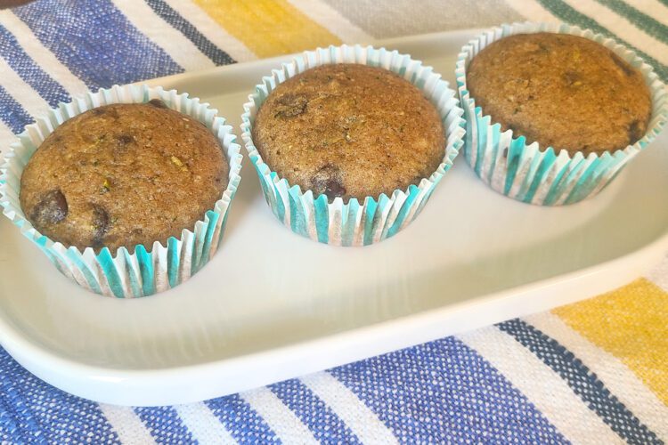 Gluten and dairy free zucchini chocolate chip muffins