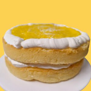 gluten free white cake layer with lemon curd filling