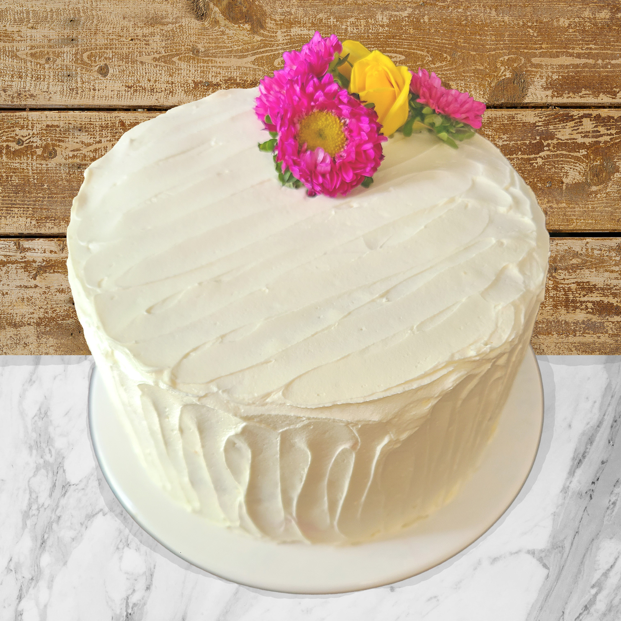 White Cake with Raspberry & Lemon Curd Filling