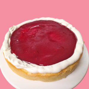gluten free white cake layer with raspberry puree filling