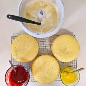 Ingredients assembled and ready to frost the cake