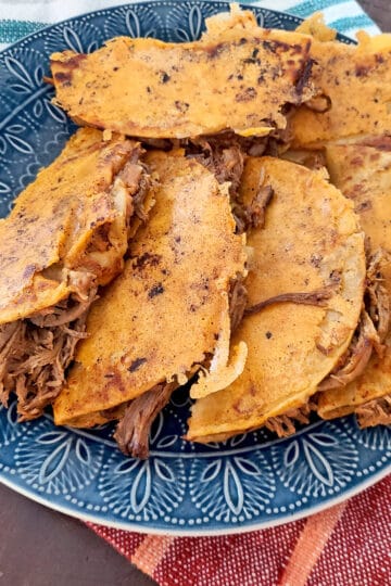 Birria Tacos on a blue plate