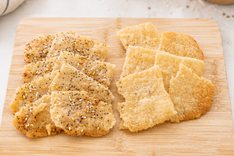 Gluten Free Sourdough Discard Crackers on a cutting board